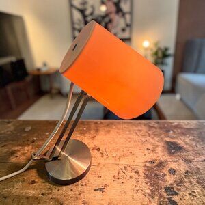 White Tilt Desk Lamp With Stainless Steel Base & Adjustable Shade